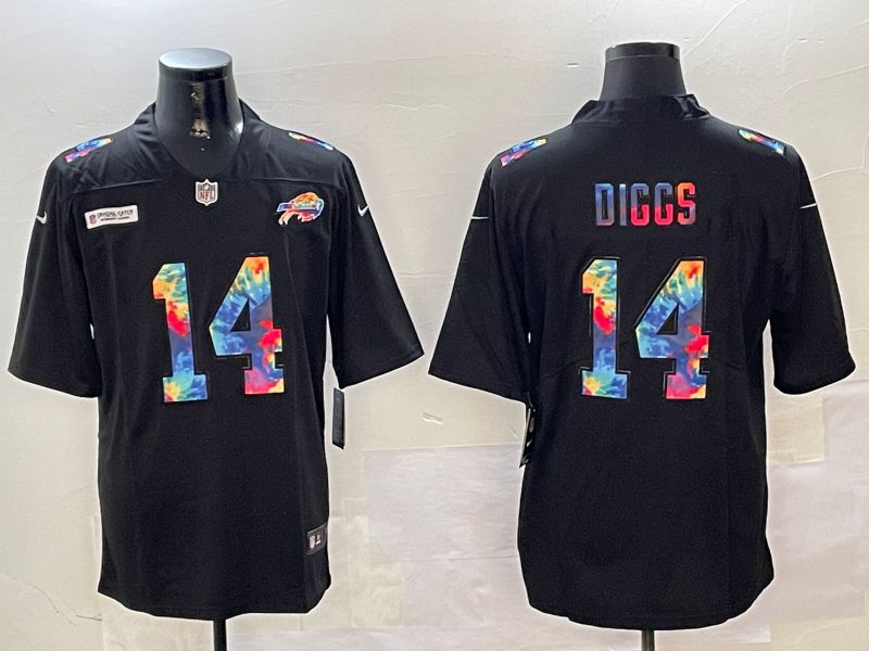 Men Buffalo Bills #14 Diggs Black Rainbow 2024 Nike Limited NFL Jersey style 1